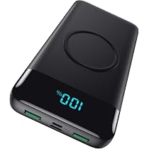 Charmast Power Bank Wireless 20000mAh - Ricarica Rapida 22.5W, PD 20W, Display LED, 5 Uscite, Power Bank Per Smartphone