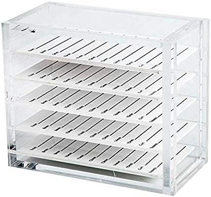 PAWACA Clear Makeup Organiser, Eyelash Storage Box - Acrylic Cosmetic Storage Makeup Organizer, Eyelash Glue Pallet Holders, 5 Layers Eyelash Extension Tools, Vanity Case Makeup Cosmetic Set