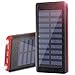Produktbild Solar Ladegerät Wiswan Powerbank 24000 mAh Externe Akku Handy Power bank mit Highspeed-Eingang, 2 LED-Lampen und Gesamt 5A USB Aufladen Häfen für IOS-, Android- und andere Geräte mit microUSB-Port-Rot