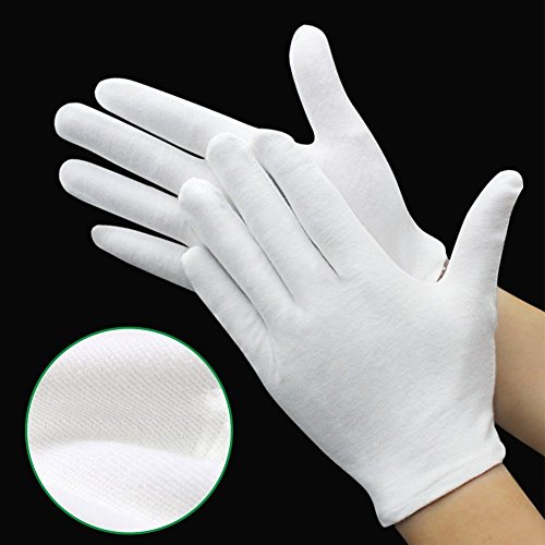Tily 12 Paar 100% Baumwolle Allgemeine Zwecke Feuchtigkeitsspendende Futter weiß Handschuhe Beauty - 3