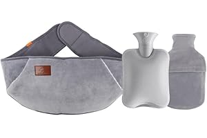 Jooheli 3 in 1 Borsa Dell'acqua Calda, Borsa Acqua Calda Peluche, 1L Borsa Dell'acqua Calda in Gomma con Morbido Peluche Scaldamani, per Crampi e Sollievo Dal Dolore, Ottimo Regalo per Madre e Padre