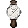 RAYMOND WEIL Maestro Men's Automatic Watch, Ivory Dial with Silver Indexes, Stainless Steel, Genuine Brown Leather Strap, 39.5mm (Model: 2237-STC-65011), Brown, Classic