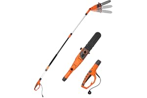 SOARS Hochentaster elektrisch 750W, Teleskop Astsäge mit 20 cm Schwertlänge, 60° Neigung Motorkopf, Kettensäge bis ca 4 m Arbeitshöhe, 11m/s Schnittgeschwindigkeit