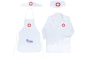 NITAIUN 4 Pezzi Camicia Dottore Giocattoli Costume Party Unisex Laboratorio jeu de rôle Costume docteur déguisement ensembles de jeuxGioco del Dottore per Bambini 3 4 5 6 Anni