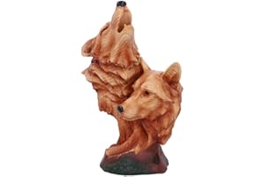 Nemesis Now Natural Call Howling Wolf Wood Effect Bust, Polyresin, One Size, Brown, 23cm