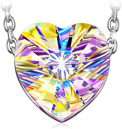 J NINA Aurora 925 Sterling Silver Heart Women Pendant Necklace with Crystals from Swarovski, Nickel-Free, 45+5cm extender
