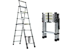 EFAN Scala Telescopica in Alluminio, Scaletta Telescopica 6+7 Gradini, Scala Pieghevole con Blocco di Sicurezza e Pedale Antiscivolo, Scale Retrattili Multifunzione, Capacità 150kg (2M +2.3M)