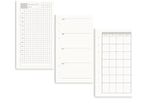 AXEWOODZ Confezione da 3 fogli di carta A6, non datati, giornalieri e settimanali e mensili, 6 fori, ricariche per planner in formato A6, 135 fogli/270 pagine