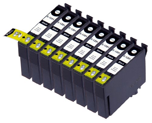 8 Pack Compatible Epson T1295 8 Black for use with Epson Stylus Office B42WD, BX305F, BX305FW, BX305FW Plus, BX320FW, BX525WD, BX535WD, BX625FWD, BX630FW, BX635FWD, BX925FWD, BX935FWD, Stylus SX230, Stylus SX235W, Stylus SX420W, Stylus SX425W, Stylus SX430W, Stylus SX435W, Stylus SX438W, Stylus SX440W, Stylus SX445W, Stylus SX525WD, Stylus SX535WD, Stylus SX620FW, WorkForce WF-3010DW, WF-3520DWF, WF-3530DTWF, WF-3540DTWF, WF-7015, WF-7515, WF-7525. Ink Cartridges for inkjet printers. T1291 © Cartridge Net
