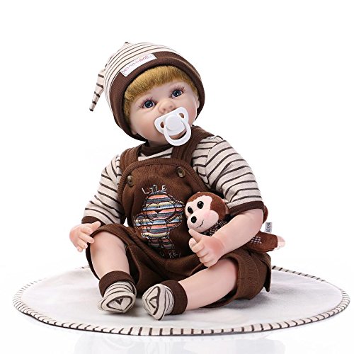 NPK 2017 Hot Gift Item Lifelike New Reborn Boy Baby Doll Soft Vinyl Silicone Newborn Dolls with Small Lovely Monkey Toy