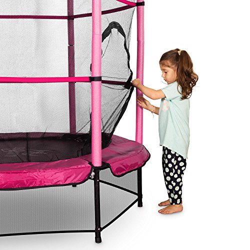 Klarfit Rocketkid Trampolin Minitrampolin Gartentrampolin (für Kinder ab 3 Jahre, 140 cm Durchmesser, bis max. 50 kg belastbar, komplett verschließbares Sicherheitsnetz) verschiedene Farben - 4