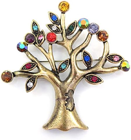 Brooches Store Antique Gold and Multi Crystal Tree of Life Xmas Brooch