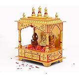 Handpainted Wooden Hand Painted Mandir Golden Temple for Home