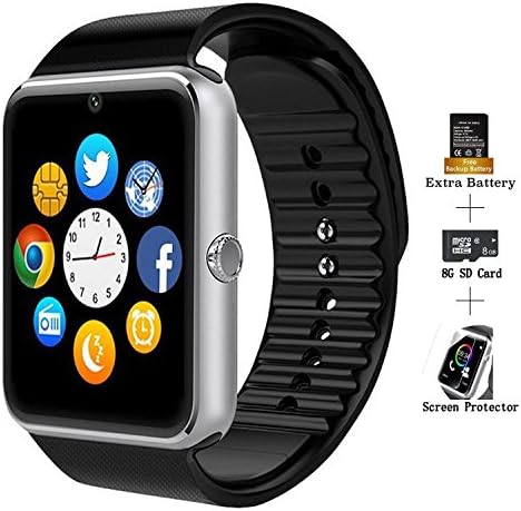 Smart Watches, AXCEED GT08 Touch Screen Bluetooth WristWatch with Camera/SIM Card Slot/Pedometer Analysis/Sleep Monitoring for Android (Full Functions) and IOS (Partial Functions) (Black)