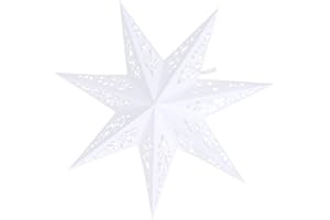 Garneck - Paralume decorativo a forma di stella di carta, 45 cm, decorazione decorativa da appendere per feste di Natale, decorazione domestica (bianco)