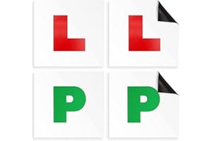 Haltons by Keplin Magnetic L & P Plates for Car – Pack of 4 PVC 1.3 mm Thick Road Legal Learner & Provisional Plates– Full Magnetic Backing, UK DVSA Compliant 17.8 × 17.8 cm