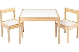 Ikea Latt-Table pour Enfant avec 2 chaises, Blanc, pin, Kiefer, Beige, Table avec 2 chaises, Blanc
