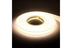 HEGEHE Alto Brillo Tira de LED COB 220V, 360 LED/m, IP65 Impermeable, Cada Corte de 50cm, Luz de Cuerda Flexible con Alimentación (2m, Blanco Natural)
