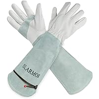 SLARMOR Gartenhandschuhe aus Leder für Damen und Herren - Dornensicher zum Beschneiden von Rosen, mit Unterarmschutz…