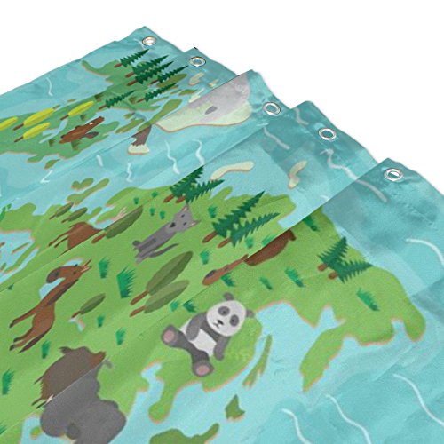 Bad Vorhang für die Dusche 152,4 x 182,9 cm Kids Kinder Tapisserie Tier Weltkarte Cartoon Wildlife Ocean Forest Polyester-Schimmelfest-Badezimmer Vorhang - 3