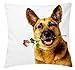 Produktbild Gratulieren Royal Canin mit einer Blume Hund Drucken Chenille Baumwolle Kissenbezug Kissenbezug für Sofa/Bett/Couch, 17 x 17 Zoll