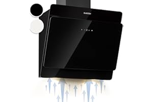 Klarstein Campana Extractora Cocina, Montaje en Pared, con Filtro Aluminio Antigrasa para Lavavajillas, Flujo Aire 607m³/h, LEDs, Controles Táctil