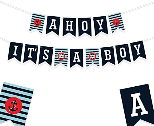 Gender Reveal Party Decorations - Baby Shower Banner - Its A Boy Banner - Nautical Theme Party Decorations - Birthday Banner Blue - baby boy banner