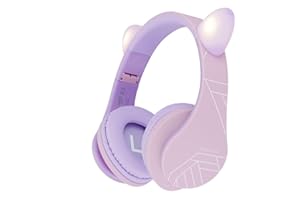 PowerLocus Auriculares para niños, Auriculares Bluetooth para niños, con 85DB Volumen Limitado, Auriculares Plegable con micrófono, Micro SD Slot, Auriculares Inalámbricos y con Cable, con Estuche