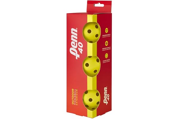 Penn Lot de 40 balles de pickleball d'extérieur – Sensation plus douce pour les loisirs et les jeux en club – Approuvé par l'USAPA