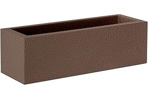 newgarden - Jardinera Rectángular JARA Decorativa para Interior y Exterior Muy Resistente a los Rayos UV. Maceta Larga para Flores y Plantas. Hecha de Polietileno en España (60x20 cm, Bronce)