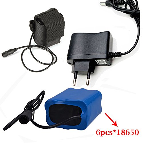 Scheinwerfer 5X Cree XM-L U2 7000 Lumen Fahrradbeleuchtung Stirnlampe Frontlichter Taschenlampe mit 8.4V 8800mAh Akku Ladegerät +Stirnband für Kopflampe & LED Mini Taschenlampe - 3