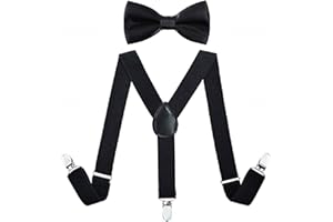 LoveLegis Tirantes niño - pajarita - traje - tirantes elásticos ajustables - pajarita y - color liso - idea de regalo de cumpleaños