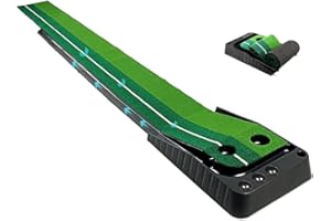 CUWRLIRHT Indoor Golf Putting Green - Portable Mat with Auto Ball Return Function - Indoor Putting Green with Ball Return - Mini Golf Practice Training Aid - Home, Office, Outdoor Use - 3 Bonus Balls