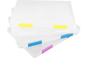 Kaizuca Boîtes de Rangement de Fichiers A4(4 pack), Plastique Transparent Boîte d'archives Portable,Organisez et Stockez des Documents,Des œuvres d'art,Des Photos,De la Papeterie et des