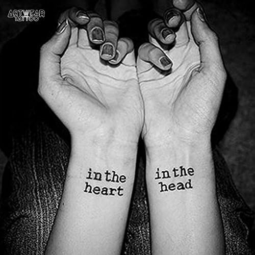 Temporary Tattoos "Always Keep The Faith / In the Heart in the Head" - ArtWear Tattoo Quote - S0029 S
