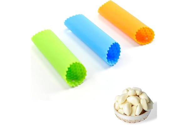 3 Pièce Epluche Ail en Silicone, de Peau Presse-ail Professionnel,Rouleaux D'éplucheur D'ail Peeling, Accessoire de Cuisine pour Ail Pelé,Éplucheur, 3 Couleurs