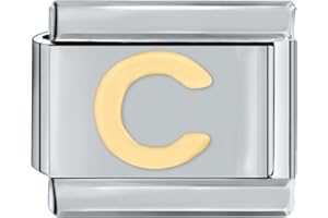 papasgix Italian Charms Module Buchstaben A-Z für 9mm Italian Charm Bracelet Gold DIY Italian Style Charms für Damen Abnehmbar Italienisches Charm Armband Zubehör Junge Mädchen Geschenk