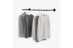 pamo Kleiderstange Industrial Loft Design - FINN - 93 cm Garderobenstange oder Kleiderständer mit Wand oder Deckenmontage aus stabilen Rohren in schwarz