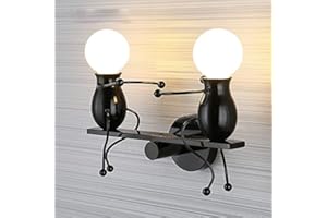 iDEGU - Lampada da parete per interni e interni, design creativo, a forma di bascolo umanooide, lampada da parete, decorazione E27, per camera dei bambini, corridoio, scale (nero)