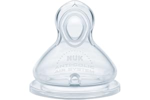 Nuk First Choice+ Flow Control odkurzacz do butelek dla niemowląt w wieku 6-18 miesięcy, zawór antykolkowy, nie zawiera BPA, 2 sztuki