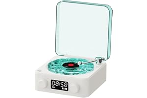 TEDULL Waves Vinyl Bluetooth Speaker - The Waves Vinyl Player,Bluetooth Vinyl Record Waves Player, Mini Retro White Noise Bluetooth Speaker, Portable Old Ethylene Album, RGB Light & Nature Sounds (White)