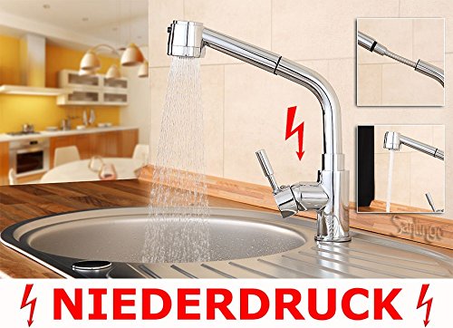 Sanlingo Design Niederdruck Armatur Ausziehbar Schlauch Küche Spüle Gastrobrause Chrom