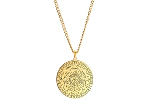 EUEAVAN Sceau des 7 Archanges Collier pendentif Porte-clés pour les hommes St. Michael 7 Archanges Sceau Protection Spirituelle Amulette Médaille Bijoux païens Femmes