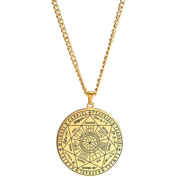 Collier Pentagramme Tétragramme - Pendentif Acier Inoxydable, 35x38 Mm, Chaîne 60 Cm, Amulette Protection Spirituelle - 12