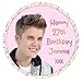 Produktbild Justin Bieber PERSONALISIERT 7.5" RUND Glasur Geburtstag Tortenaufsatz - BITTE SCHICKEN SIE UND DEN NAMEN und ALTER VIA 'GESCHENK NACHRICHT' ODER 'KONTAKT VERKÄUFER' OPTION