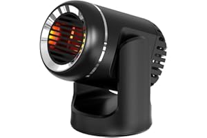 Eznaobo Chauffage de voiture portable 12 V 150 W - Chauffage et dégivreur de voiture qui se branche sur l'allume-cigare - Mini dégivreur 2 en 1 pour chauffage et refroidissement de voiture (noir/24 V)