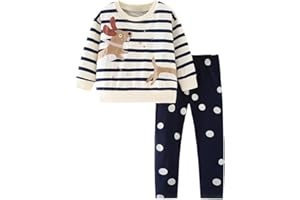 QHKEPW Girls Outfits Set Kids Clothes Unicorn Mermaids Rainbow Cat Dog Toddler Clothing 2 Pcs Long Sleeve Sweatshirt T-Shirt Tops Leggings Trousers Round Neck 1-8 Years Old