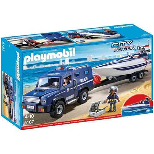 Preisvergleich Produktbild Playmobil Polizei-Truck mit Schnellboot 5187 4