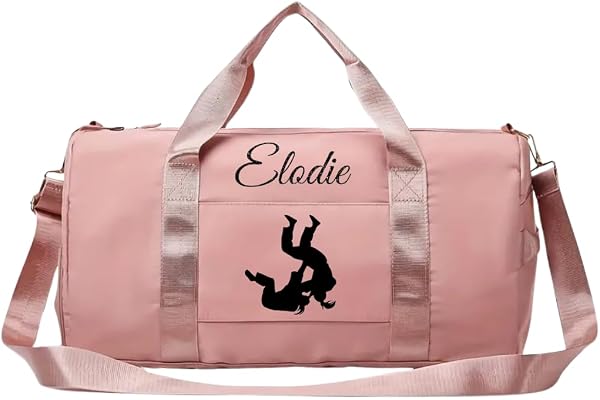 Sac de Sport Souple Rose 30L Multi Sports - La Fabrique d'EC - personnalisé avec Motif Foot/Basket/Handball/Judo/Tennis + Prénom (Souple Rose Multi Sports)