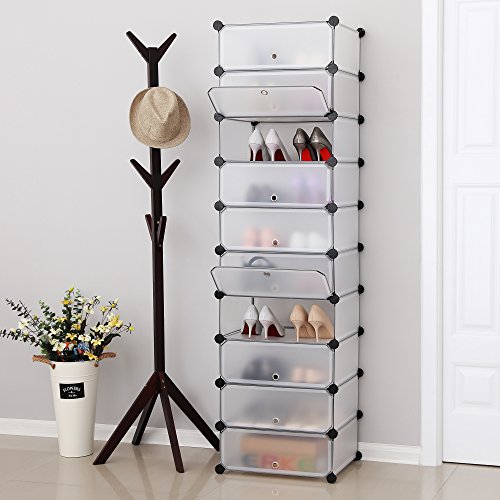 Songmics 10 Ebenen Schuhregal Schuhschrank Schuhablage Schuhständer Regalsystem Weiß 180 x 50 x 37 cm LPC10W - 2